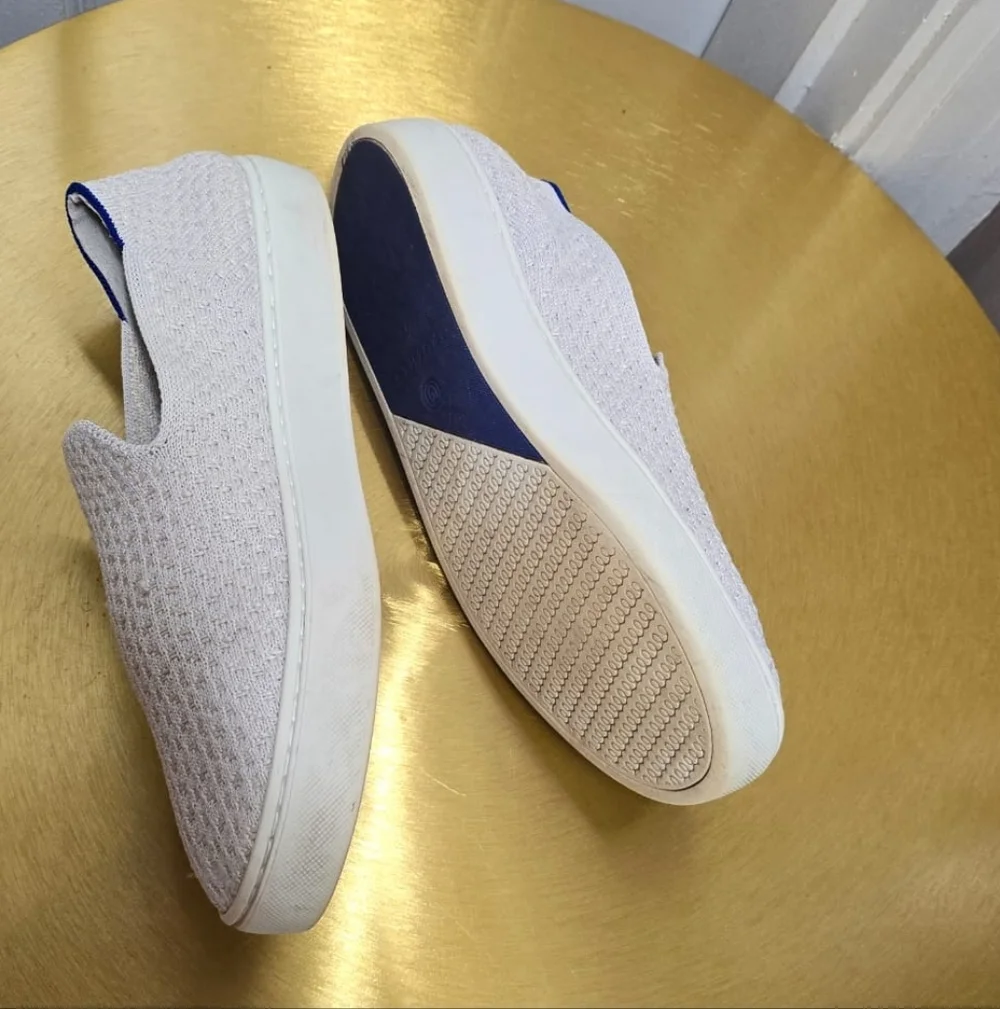Rothy’s Retired Honeycomb Slip-On Sneakers Salt Color-Light Gray Women's Sz 7.5
